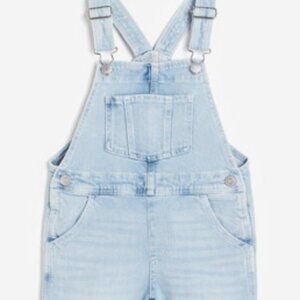 H&M Girls Denim Overall Shorts | Light Blue | Size 9–10Y